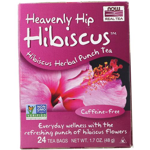 Now Foods, Real Tea, Heavenly Hip Hibiscus, Caffeine Free, 24 Tea Bags, 1.7 oz (48 g) فوائد