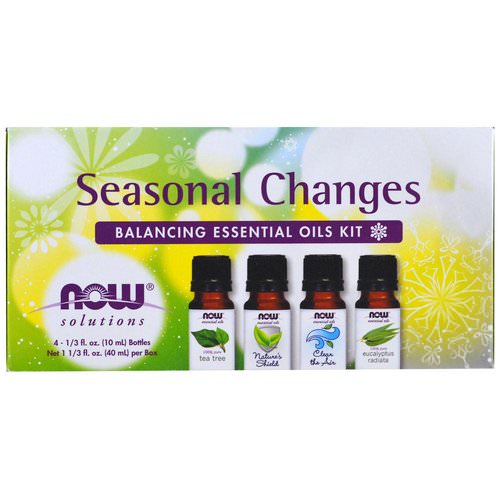 Now Foods, Seasonal Changes, Balancing Essential Oils Kit, 4 Bottles, 1/3 fl oz. (10 ml) Each فوائد