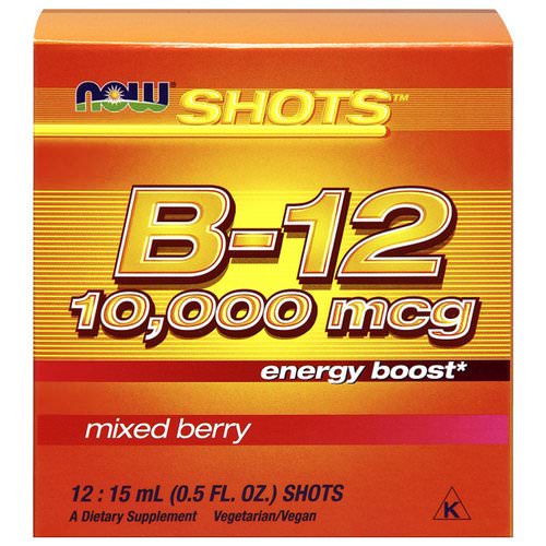 Now Foods, Shots, B-12, Mixed Berry, 10,000 mcg, 12 Shots, 0.5 fl oz (15 ml) Each فوائد