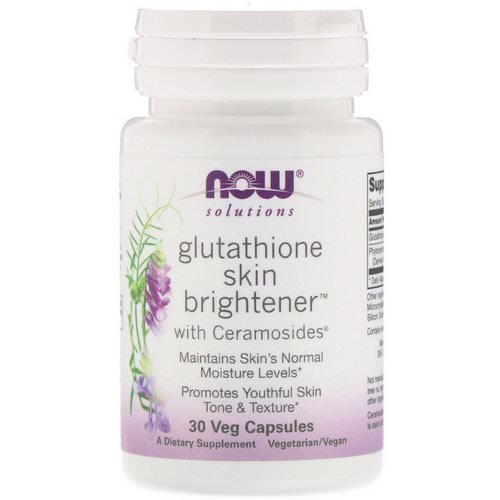 Now Foods, Solutions, Glutathione Skin Brightener, 30 Veg Capsules فوائد