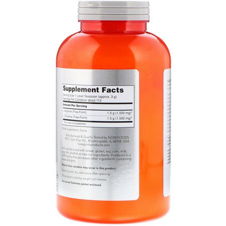 Now Foods, Sports, Arginine & Citrulline Powder, 12 oz (340 g):L-Citrulline, L-Arginine