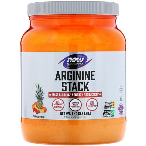 Now Foods, Sports, Arginine Stack, Tropical Punch, 2.2 lbs. (1 kg) فوائد