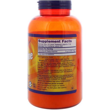 Now Foods, Sports, Beta-Alanine, Pure Powder, 17.6 oz (500 g):Beta Alanine,الأحماض الأمينية