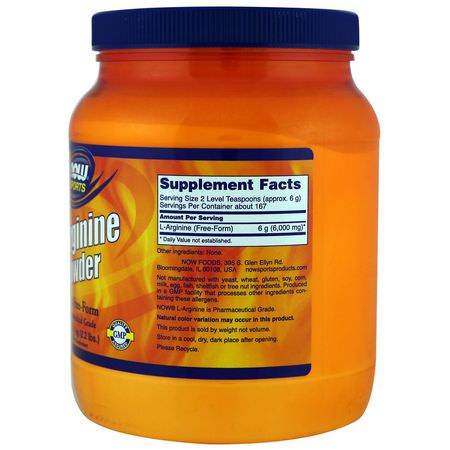 Now Foods, Sports, L-Arginine Powder, 1 kg (2.2 lbs):L-Arginine,الأحماض الأمينية