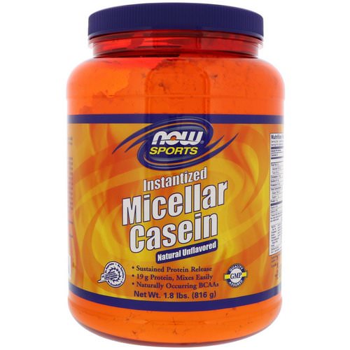 Now Foods, Sports, Micellar Casein, Instantized, Natural Unflavored, 1.8 lbs (816 g) فوائد