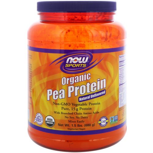 Now Foods, Sports, Organic Pea Protein, Natural Unflavored, 1.5 lbs (680 g) فوائد