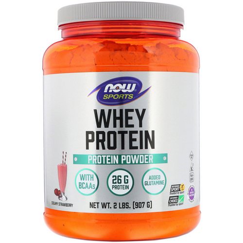 Now Foods, Sports, Whey Protein, Creamy Strawberry, 2 lbs (907 g) فوائد