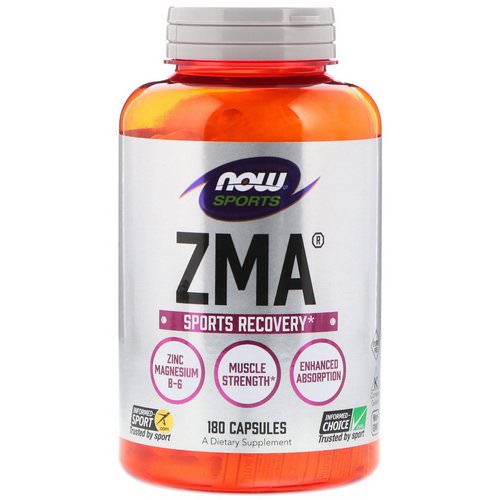Now Foods, Sports, ZMA, Sports Recovery, 180 Capsules فوائد