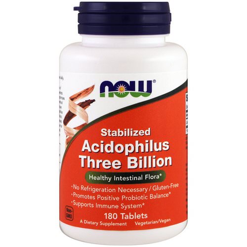 Now Foods, Stabilized Acidophilus Three Billion, 180 Tablets فوائد