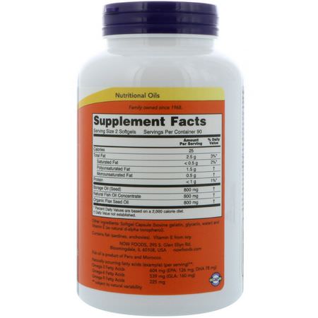Now Foods, Super Omega 3-6-9, 1200 mg, 180 Softgels:تركيبات Omega 3-6-9, EFA