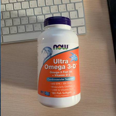Now Foods, Ultra Omega 3-D, 600 EPA/300 DHA, 180 Softgels