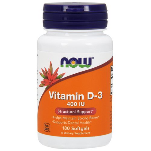 Now Foods, Vitamin D-3, 400 IU, 180 Softgels فوائد