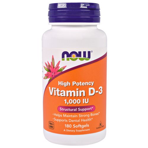 Now Foods, Vitamin D-3 High Potency, 1,000 IU, 180 Softgels فوائد