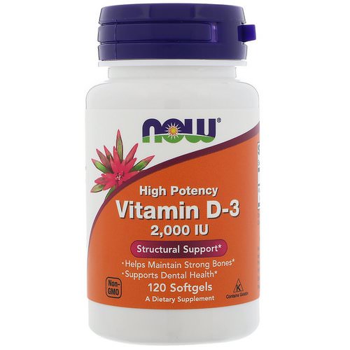 Now Foods, Vitamin D-3 High Potency, 2,000 IU, 120 Softgels فوائد