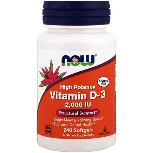Now Foods, Vitamin D-3 High Potency, 2,000 IU, 240 Softgels فوائد