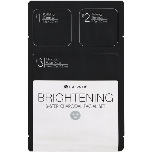 Nu-Pore, Brightening 3-Step Charcoal Facial Set, 1 Pack فوائد