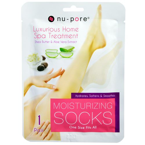 Nu-Pore, Moisturizing Socks, Shea Butter & Aloe Vera Extract, 1 Pair فوائد
