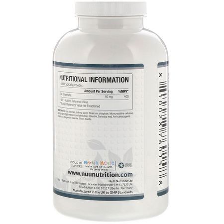 Nu U Nutrition, Zinc, 40 mg, 365 Vegan Tablets:أنفلونزا, سعال