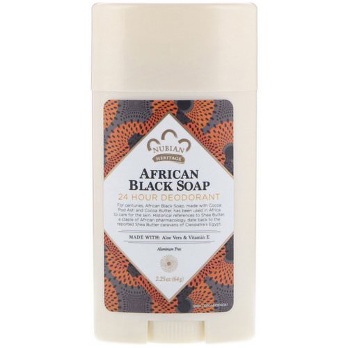 Nubian Heritage, 24 Hour Deodorant, African Black Soap, 2.25 oz (64 g) فوائد