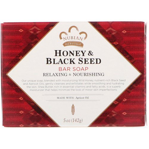 Nubian Heritage, Honey & Black Seed Bar Soap, 5 oz (142 g) فوائد