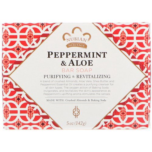 Nubian Heritage, Peppermint & Aloe Bar Soap, 5 oz (142 g) فوائد