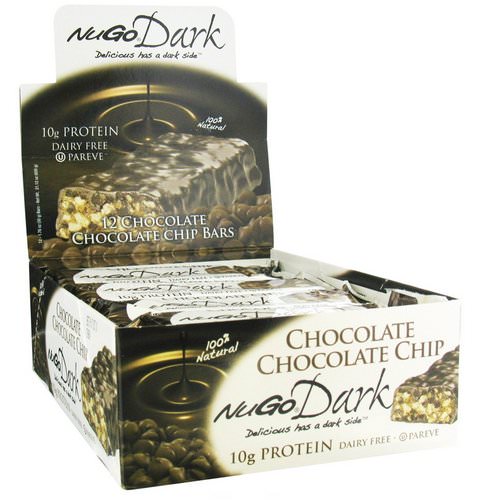 NuGo Nutrition, NuGo Dark, Protein Bars, Chocolate Chocolate Chip, 12 Bars, 1.76 oz (50 g) Each فوائد