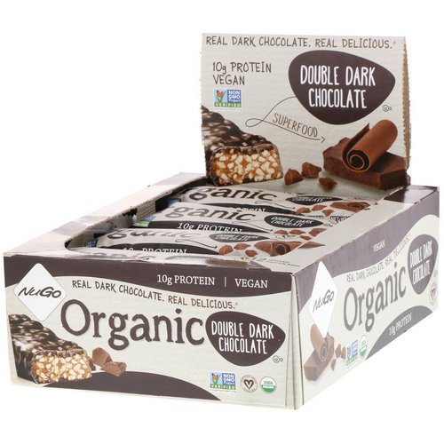 NuGo Nutrition, Organic Protein Bars, Double Dark Chocolate, 12 Bars, 1.76 oz (50 g) Each فوائد