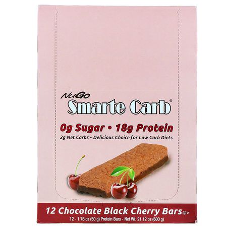 NuGo Nutrition, Smarte Carb, Chocolate Black Cherry, 12 Bars, 1.76 oz (50 g) Each:أشرطة تخفيف ال,زن, نظام غذائي