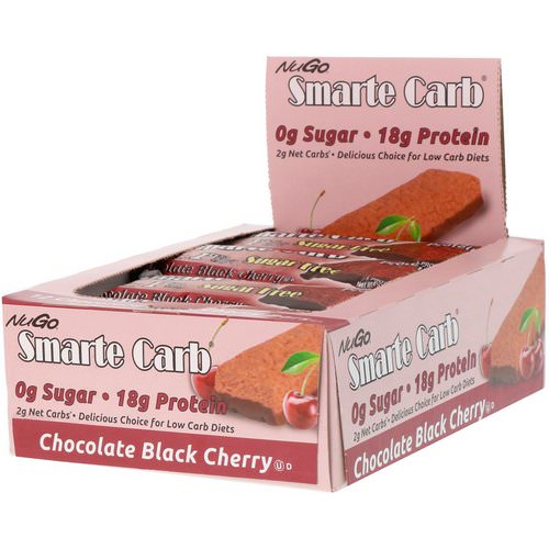 NuGo Nutrition, Smarte Carb, Chocolate Black Cherry, 12 Bars, 1.76 oz (50 g) Each فوائد