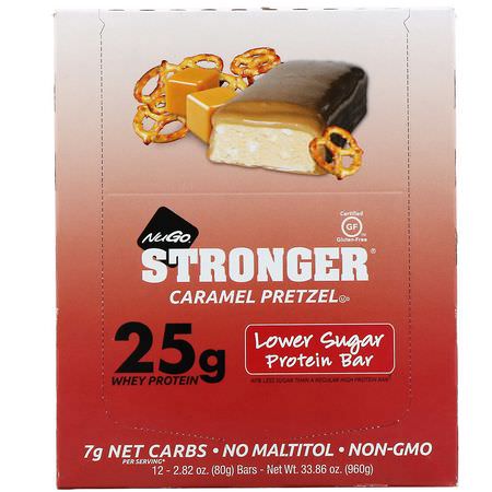 NuGo Nutrition, Stronger, Caramel Pretzel, 12 Bars, 2.82 oz (80 g) Each:حانات البر,تين, البرا,نيز