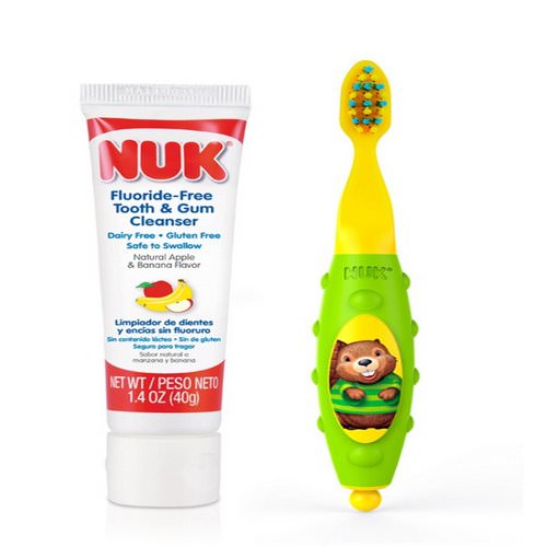 NUK, Grins & Giggles Toddler Toothbrush Set, 12+ Months, 1 Cleanser & 1 Brush فوائد