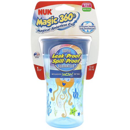 NUK, Magic 360, Magical Spoutless Cup, 12+ Months, Boy, 1 Cup, 10 oz (300 ml):الكؤ,س, تغذية الأطفال