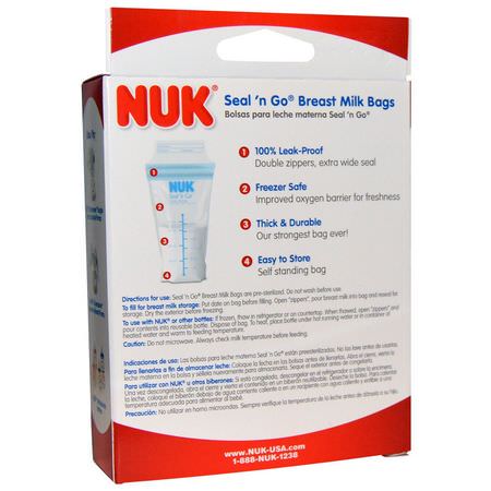 NUK, Seal 'n Go Breast Milk Bags, 25 Storage Bags, 6 oz (180 ml) Each:الرضاعة الطبيعية, تخزين حليب الثدي