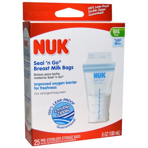 NUK, Seal 'n Go Breast Milk Bags, 25 Storage Bags, 6 oz (180 ml) Each فوائد