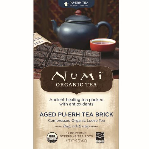 Numi Tea, Organic Tea, Pu-erh Tea, Aged Pu-erh Tea Brick, 2.2 oz (63 g) فوائد