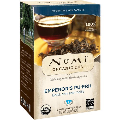 Numi Tea, Organic Tea, Pu-erh Tea, Emperor's Pu-erh, 16 Tea Bags, 1.13 oz (32 g) فوائد
