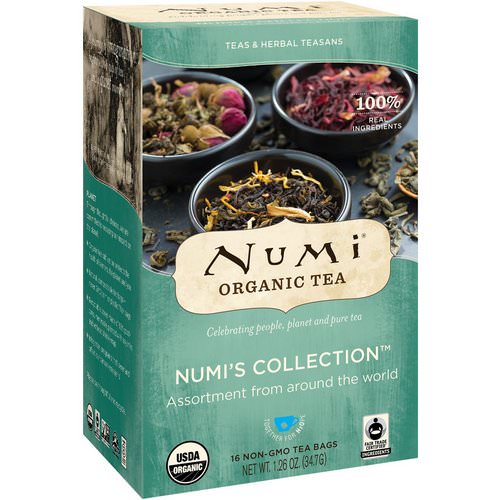 Numi Tea, Organic Tea, Teas & Herbal Teasans, Numi's Collection, 16 Non-GMO Tea Bags, 1.26 oz (34.7 g) فوائد