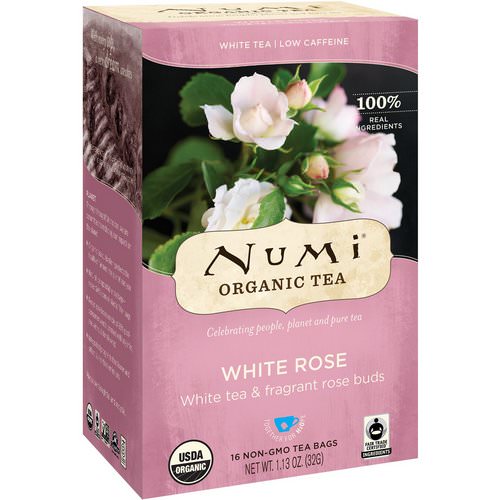 Numi Tea, Organic Tea, White Tea, White Rose, 16 Tea Bags, 1.13 oz (32 g) فوائد