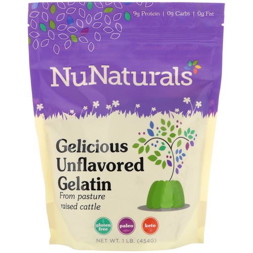 NuNaturals, Gelicious Unflavored Gelatin, 1lb (454 g) فوائد
