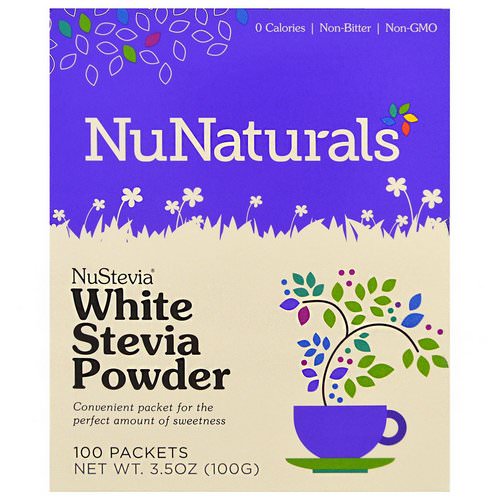 NuNaturals, NuStevia, White Stevia Powder, 100 Packets, 3.5 oz (100 g) فوائد