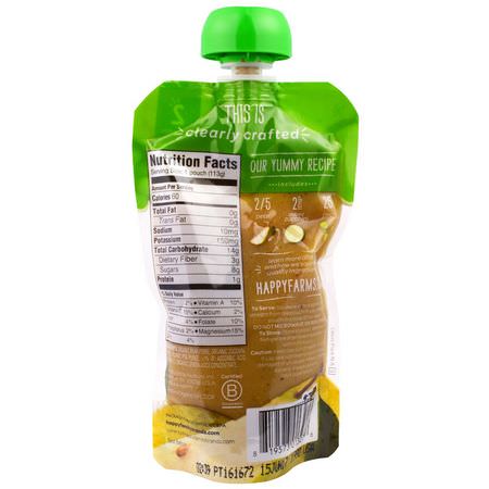 Happy Family Organics, Organic Baby Food, Stage 2, Clearly Crafted 6+ Months, Pears, Zucchini & Peas, 4.0 oz (113 g):,جبات, هريس