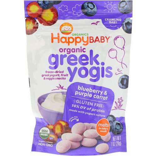 Happy Family Organics, Organic, Greek Yogis, Blueberry Purple Carrot, 1 oz (28 g) فوائد