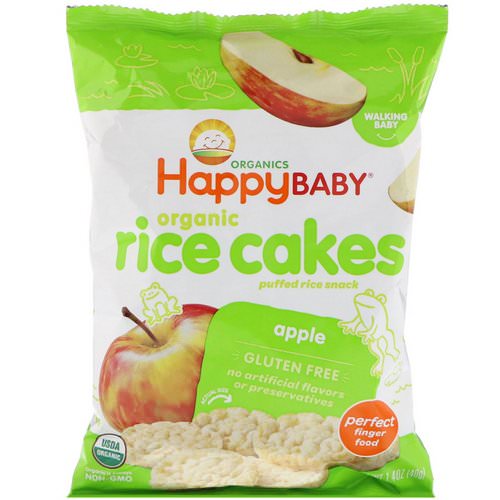 Happy Family Organics, Organic Rice Cakes, Puffed Rice Snack, Apple, 1.4 oz (40 g) فوائد