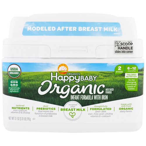 Happy Family Organics, Organics Happy Baby, Infant Formula With Iron, Stage 2, 6-12 Months, 21 oz (595 g) فوائد