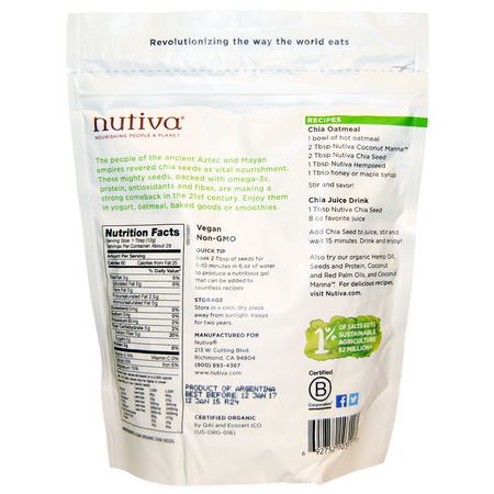 Nutiva, Organic Chia Seed, Black, 12 oz (340 g):بذ,ر شيا