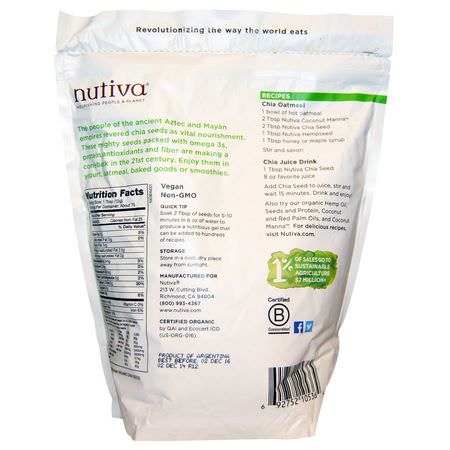 Nutiva, Organic Chia Seed, Black, 2 lbs (907 g):بذ,ر شيا