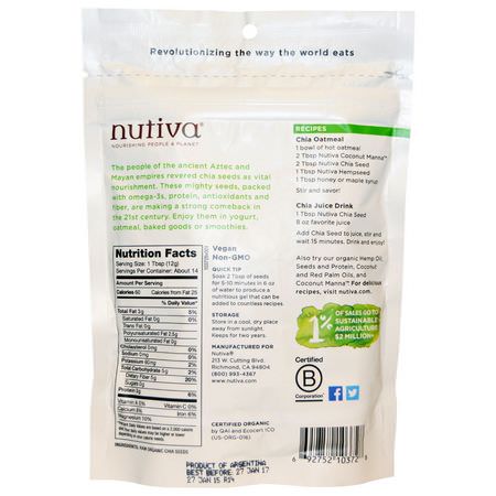 Nutiva, Organic Chia Seed, Black, 6 oz (170 g):بذ,ر الشيا