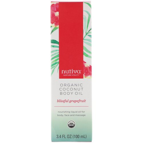 Nutiva, Organic Coconut Body Oil, Blissful Grapefruit, 3.4 fl oz (100 ml) فوائد