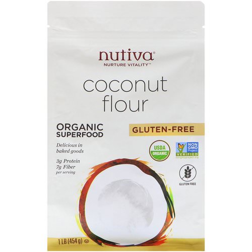 Nutiva, Organic Coconut Flour, Gluten Free, 1 lb (454 g) فوائد