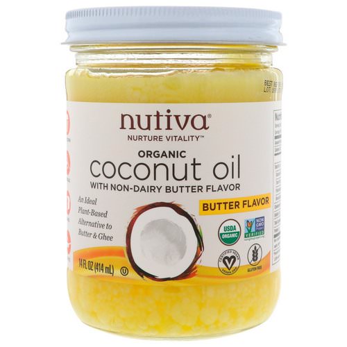 Nutiva, Organic Coconut Oil, Butter Flavor, 14 fl oz (414 ml) فوائد